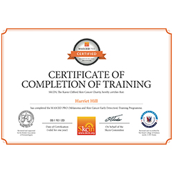 Certification of completion of training for Hill Clinics